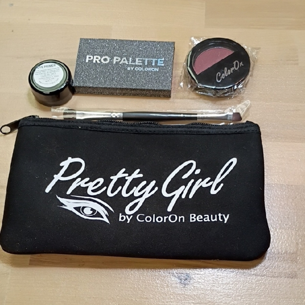 NEW Pretty Girl by ColorOn Beauty makeup kit Pro Palette, eye Primer, Brush